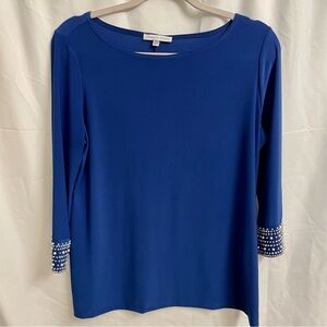 Annalee + Hope Royal Blue Top with‎ Beaded Cuffs